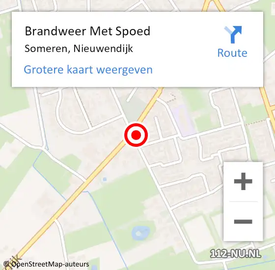 Locatie op kaart van de 112 melding: Brandweer Met Spoed Naar Someren, Nieuwendijk op 12 juli 2024 12:03