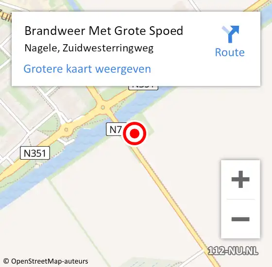 Locatie op kaart van de 112 melding: Brandweer Met Grote Spoed Naar Nagele, Zuidwesterringweg op 12 juli 2024 12:04