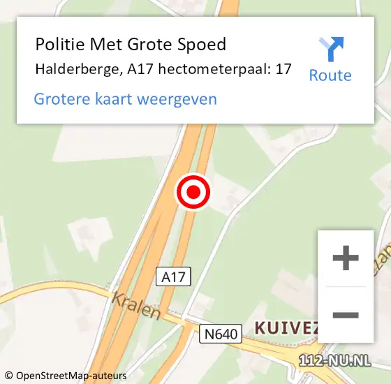 Locatie op kaart van de 112 melding: Politie Met Grote Spoed Naar Halderberge, A17 hectometerpaal: 17 op 12 juli 2024 12:05