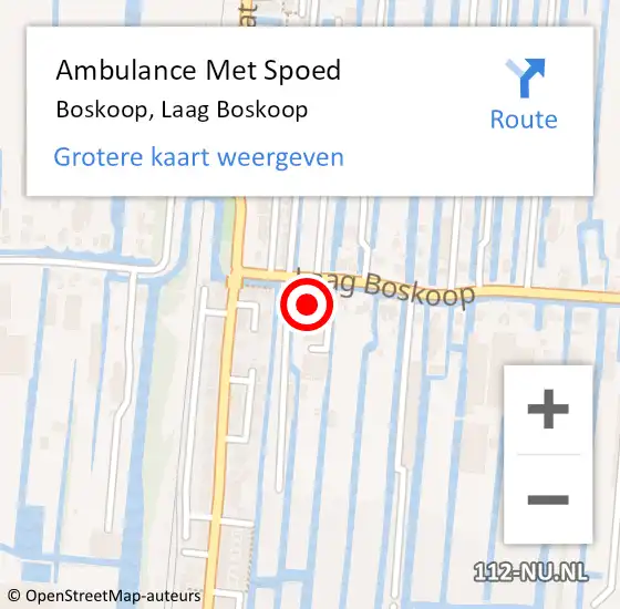 Locatie op kaart van de 112 melding: Ambulance Met Spoed Naar Boskoop, Laag Boskoop op 12 juli 2024 12:10