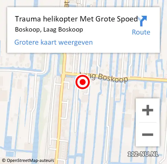 Locatie op kaart van de 112 melding: Trauma helikopter Met Grote Spoed Naar Boskoop, Laag Boskoop op 12 juli 2024 12:14