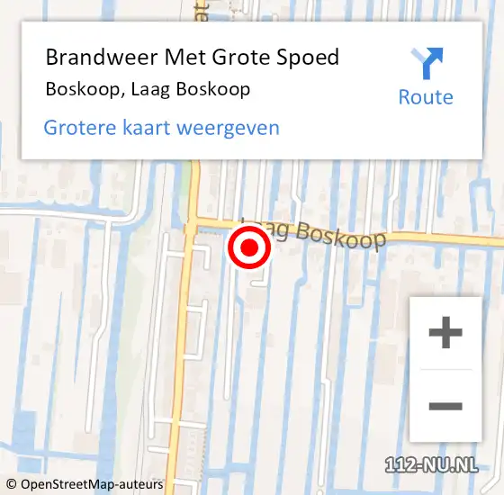 Locatie op kaart van de 112 melding: Brandweer Met Grote Spoed Naar Boskoop, Laag Boskoop op 12 juli 2024 12:19