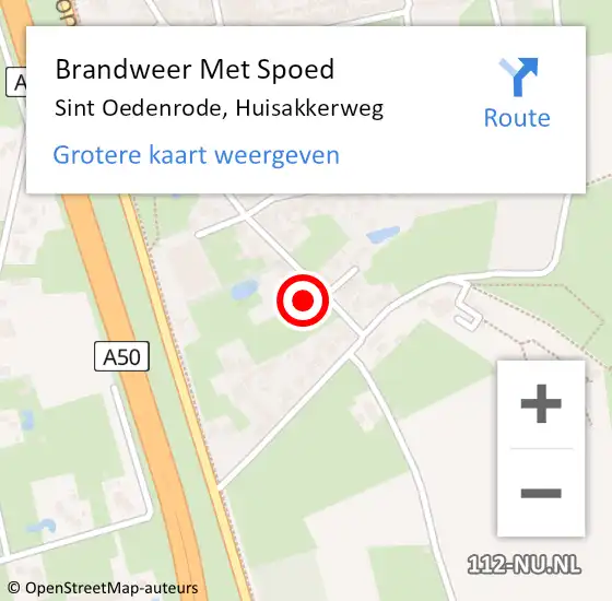 Locatie op kaart van de 112 melding: Brandweer Met Spoed Naar Sint Oedenrode, Huisakkerweg op 12 juli 2024 12:25