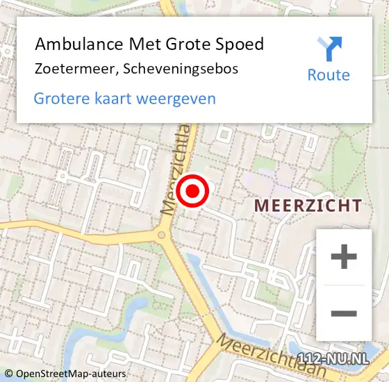 Locatie op kaart van de 112 melding: Ambulance Met Grote Spoed Naar Zoetermeer, Scheveningsebos op 12 juli 2024 12:30