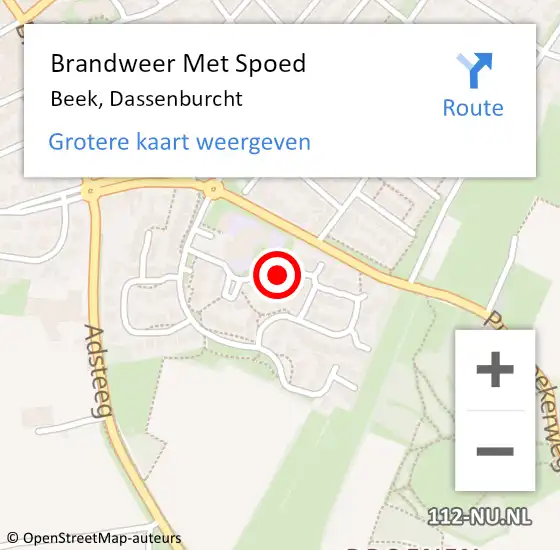 Locatie op kaart van de 112 melding: Brandweer Met Spoed Naar Beek, Dassenburcht op 12 juli 2024 12:39