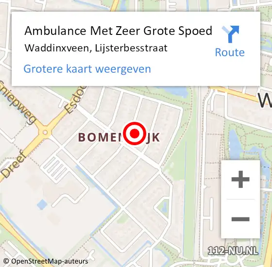 Locatie op kaart van de 112 melding: Ambulance Met Zeer Grote Spoed Naar Waddinxveen, Lijsterbesstraat op 12 juli 2024 12:45