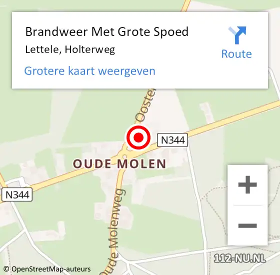 Locatie op kaart van de 112 melding: Brandweer Met Grote Spoed Naar Lettele, Holterweg op 12 juli 2024 12:45