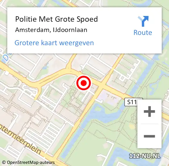 Locatie op kaart van de 112 melding: Politie Met Grote Spoed Naar Amsterdam, IJdoornlaan op 12 juli 2024 12:47