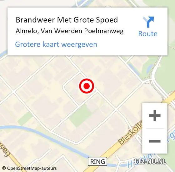 Locatie op kaart van de 112 melding: Brandweer Met Grote Spoed Naar Almelo, Van Weerden Poelmanweg op 12 juli 2024 12:48