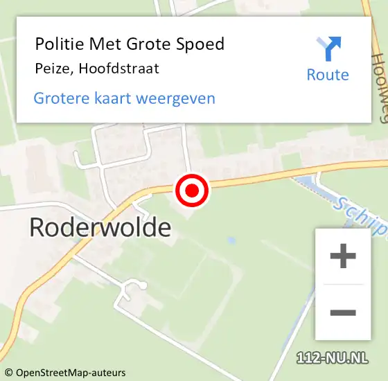 Locatie op kaart van de 112 melding: Politie Met Grote Spoed Naar Peize, Hoofdstraat op 12 juli 2024 13:05