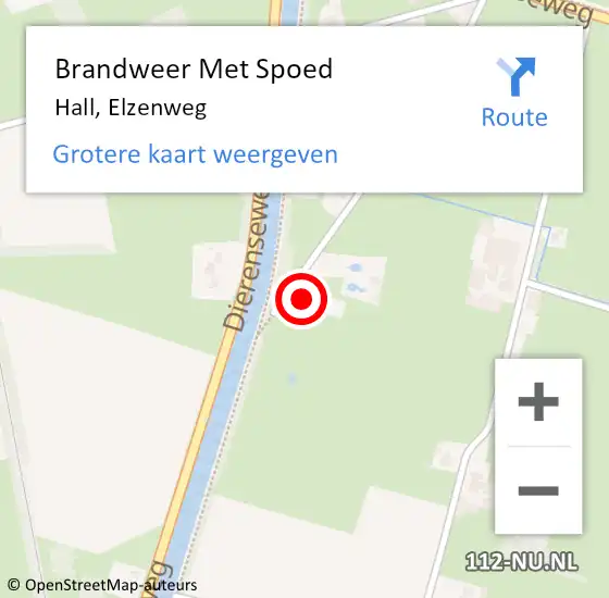 Locatie op kaart van de 112 melding: Brandweer Met Spoed Naar Hall, Elzenweg op 12 juli 2024 13:05