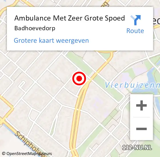 Locatie op kaart van de 112 melding: Ambulance Met Zeer Grote Spoed Naar Badhoevedorp op 12 juli 2024 13:12