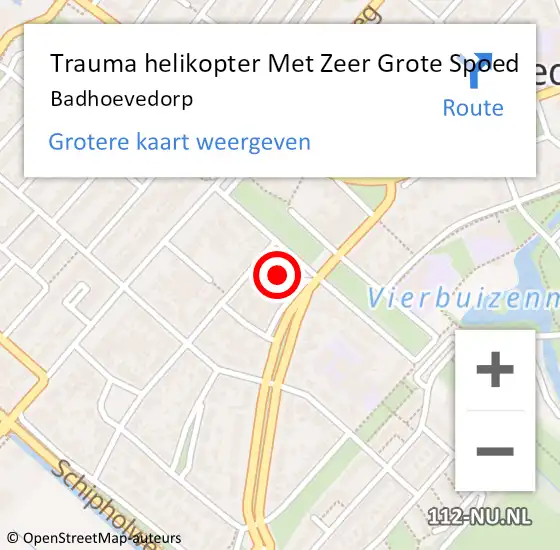 Locatie op kaart van de 112 melding: Trauma helikopter Met Zeer Grote Spoed Naar Badhoevedorp op 12 juli 2024 13:21