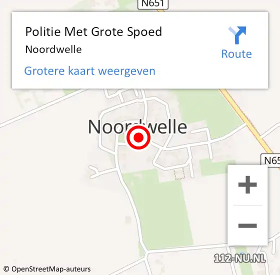 Locatie op kaart van de 112 melding: Politie Met Grote Spoed Naar Noordwelle op 12 juli 2024 13:29