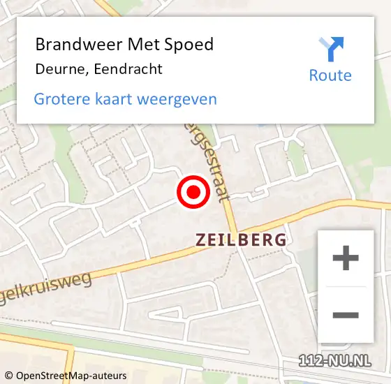 Locatie op kaart van de 112 melding: Brandweer Met Spoed Naar Deurne, Eendracht op 12 juli 2024 13:37