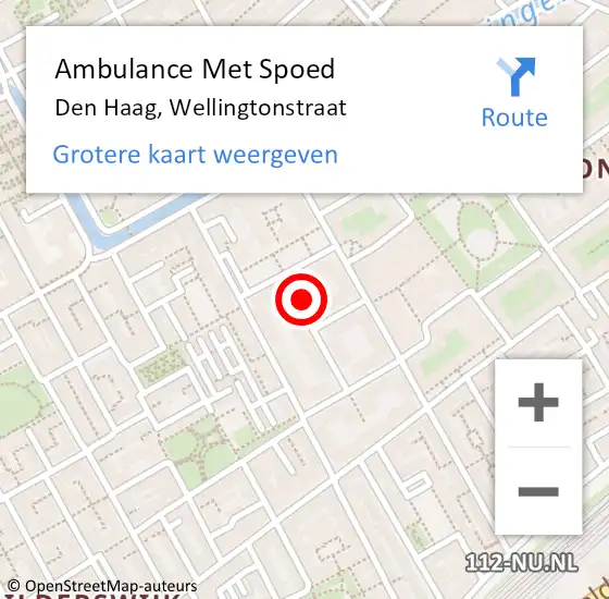 Locatie op kaart van de 112 melding: Ambulance Met Spoed Naar Den Haag, Wellingtonstraat op 12 juli 2024 13:37