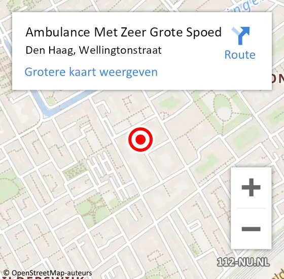 Locatie op kaart van de 112 melding: Ambulance Met Zeer Grote Spoed Naar Den Haag, Wellingtonstraat op 12 juli 2024 13:39