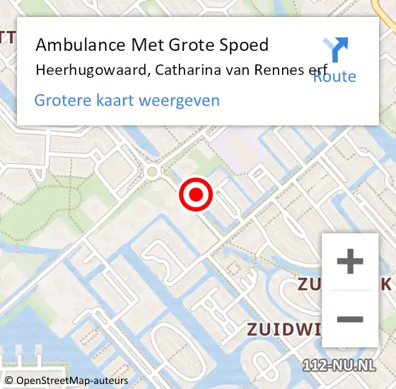 Locatie op kaart van de 112 melding: Ambulance Met Grote Spoed Naar Heerhugowaard, Catharina van Rennes erf op 12 juli 2024 13:45