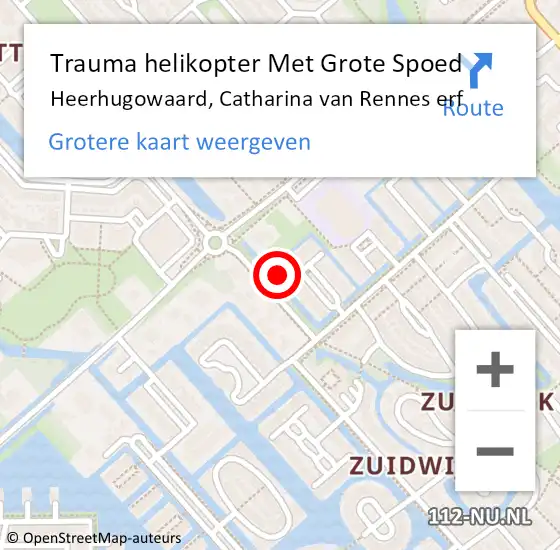 Locatie op kaart van de 112 melding: Trauma helikopter Met Grote Spoed Naar Heerhugowaard, Catharina van Rennes erf op 12 juli 2024 13:46