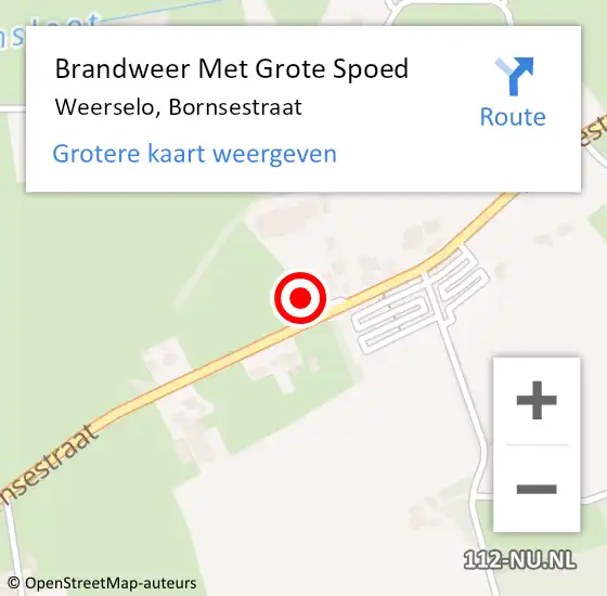 Locatie op kaart van de 112 melding: Brandweer Met Grote Spoed Naar Weerselo, Bornsestraat op 12 oktober 2014 21:28