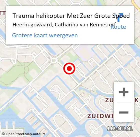 Locatie op kaart van de 112 melding: Trauma helikopter Met Zeer Grote Spoed Naar Heerhugowaard, Catharina van Rennes erf op 12 juli 2024 13:52