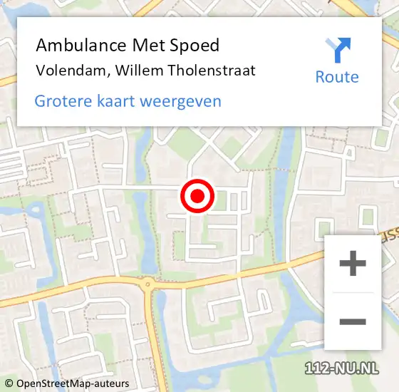 Locatie op kaart van de 112 melding: Ambulance Met Spoed Naar Volendam, Willem Tholenstraat op 12 juli 2024 13:58