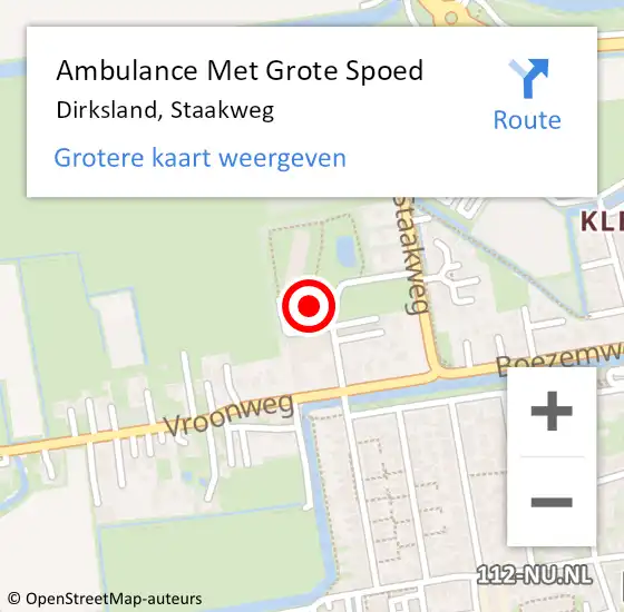 Locatie op kaart van de 112 melding: Ambulance Met Grote Spoed Naar Dirksland, Staakweg op 12 juli 2024 13:59