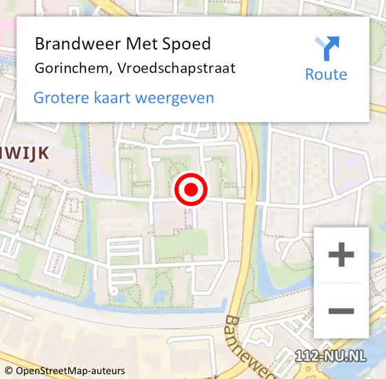 Locatie op kaart van de 112 melding: Brandweer Met Spoed Naar Gorinchem, Vroedschapstraat op 12 juli 2024 14:06