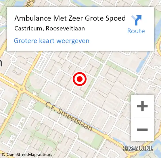 Locatie op kaart van de 112 melding: Ambulance Met Zeer Grote Spoed Naar Castricum, Rooseveltlaan op 12 juli 2024 14:08