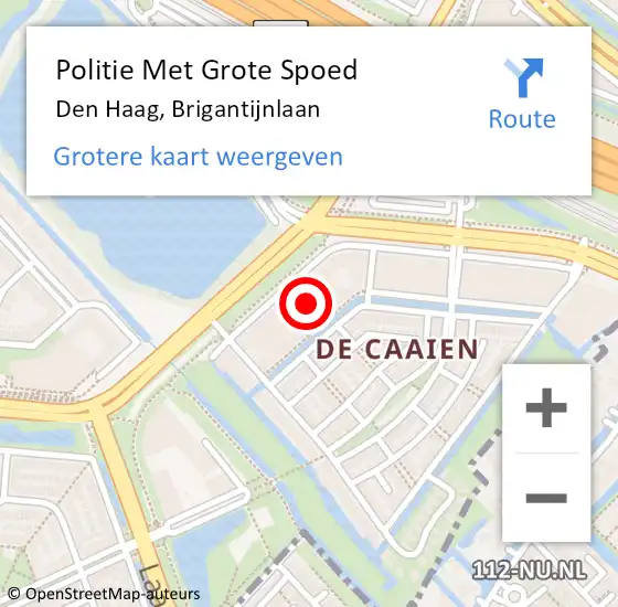Locatie op kaart van de 112 melding: Politie Met Grote Spoed Naar Den Haag, Brigantijnlaan op 12 juli 2024 14:15