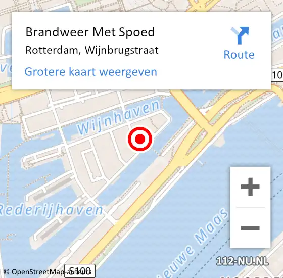 Locatie op kaart van de 112 melding: Brandweer Met Spoed Naar Rotterdam, Wijnbrugstraat op 12 juli 2024 14:15