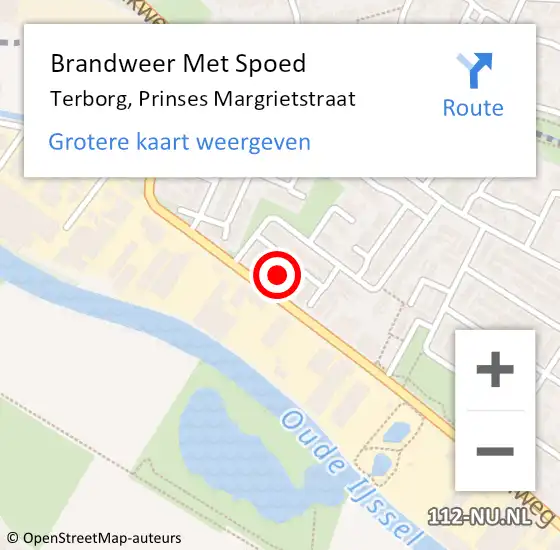 Locatie op kaart van de 112 melding: Brandweer Met Spoed Naar Terborg, Prinses Margrietstraat op 12 juli 2024 14:16