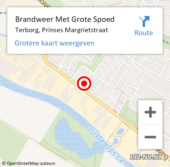 Locatie op kaart van de 112 melding: Brandweer Met Grote Spoed Naar Terborg, Prinses Margrietstraat op 12 juli 2024 14:19