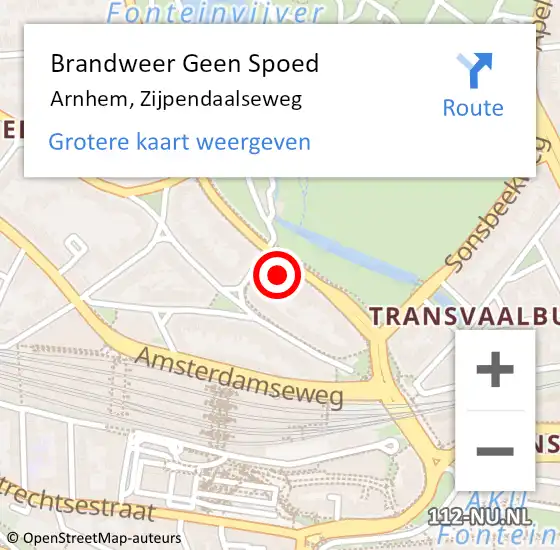 Locatie op kaart van de 112 melding: Brandweer Geen Spoed Naar Arnhem, Zijpendaalseweg op 12 juli 2024 14:30