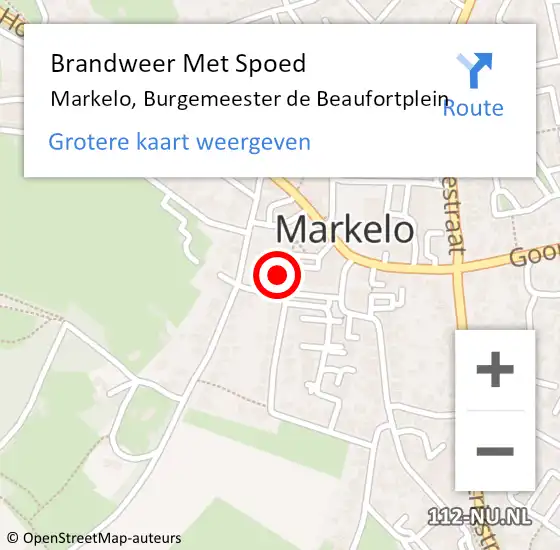 Locatie op kaart van de 112 melding: Brandweer Met Spoed Naar Markelo, Burgemeester de Beaufortplein op 12 juli 2024 14:37