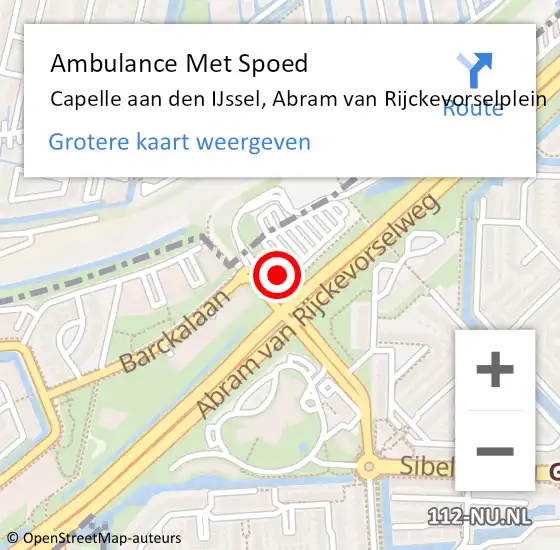 Locatie op kaart van de 112 melding: Ambulance Met Spoed Naar Capelle aan den IJssel, Abram van Rijckevorselplein op 12 juli 2024 14:51