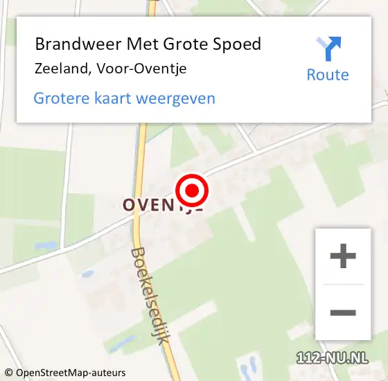 Locatie op kaart van de 112 melding: Brandweer Met Grote Spoed Naar Zeeland, Voor-Oventje op 12 juli 2024 14:55