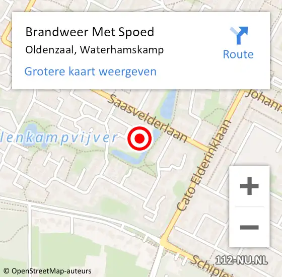 Locatie op kaart van de 112 melding: Brandweer Met Spoed Naar Oldenzaal, Waterhamskamp op 12 juli 2024 15:03