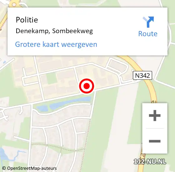 Locatie op kaart van de 112 melding: Politie Denekamp, Sombeekweg op 12 juli 2024 15:26