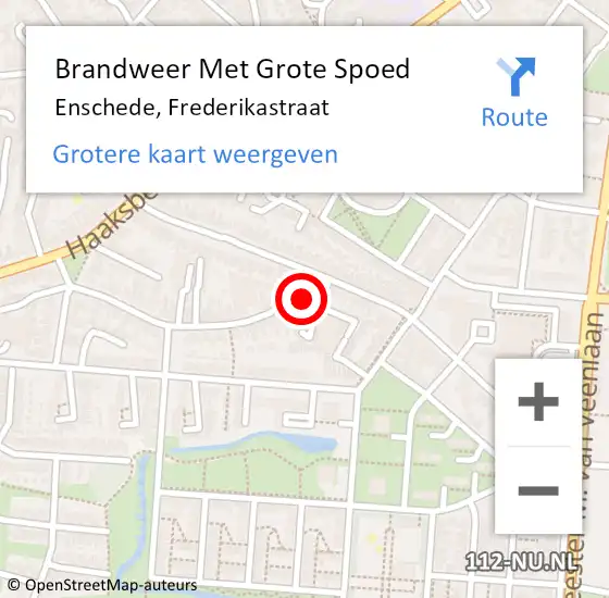 Locatie op kaart van de 112 melding: Brandweer Met Grote Spoed Naar Enschede, Frederikastraat op 12 oktober 2014 21:43