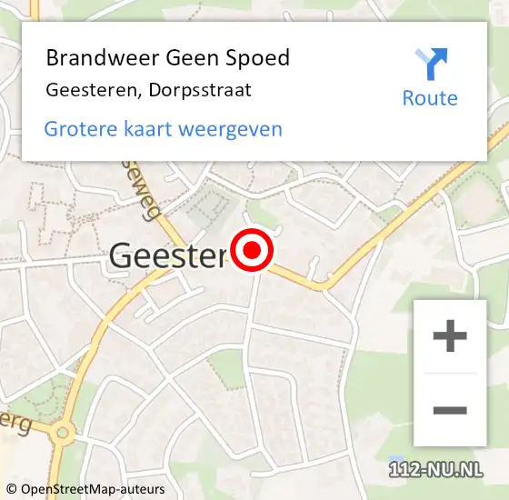 Locatie op kaart van de 112 melding: Brandweer Geen Spoed Naar Geesteren, Dorpsstraat op 12 juli 2024 15:39