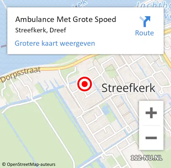 Locatie op kaart van de 112 melding: Ambulance Met Grote Spoed Naar Streefkerk, Dreef op 12 juli 2024 15:40