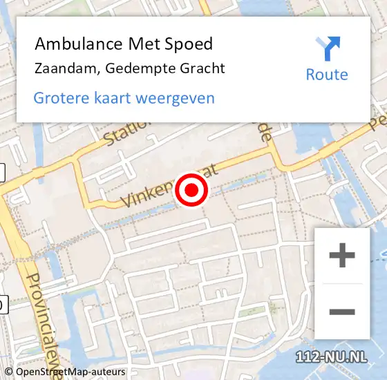 Locatie op kaart van de 112 melding: Ambulance Met Spoed Naar Zaandam, Gedempte Gracht op 12 juli 2024 15:41