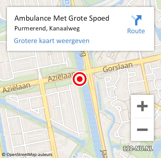 Locatie op kaart van de 112 melding: Ambulance Met Grote Spoed Naar Purmerend, Kanaalweg op 12 juli 2024 15:50