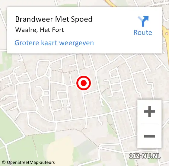 Locatie op kaart van de 112 melding: Brandweer Met Spoed Naar Waalre, Het Fort op 12 juli 2024 15:57