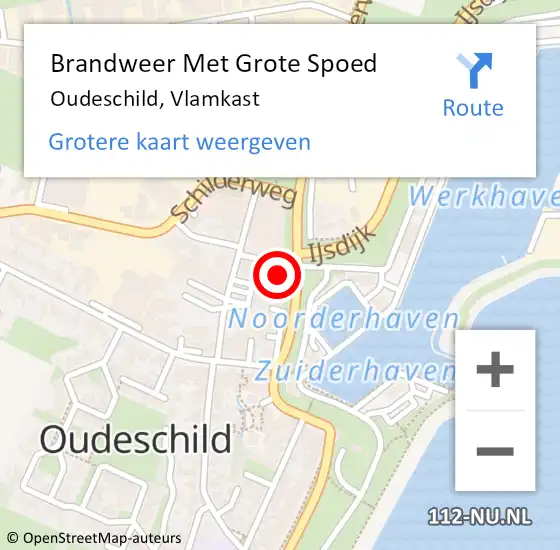 Locatie op kaart van de 112 melding: Brandweer Met Grote Spoed Naar Oudeschild, Vlamkast op 12 juli 2024 15:59