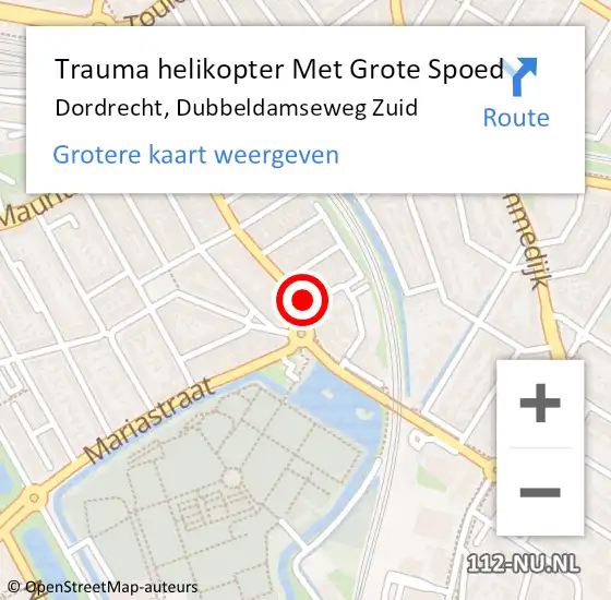 Locatie op kaart van de 112 melding: Trauma helikopter Met Grote Spoed Naar Dordrecht, Dubbeldamseweg Zuid op 12 juli 2024 16:05