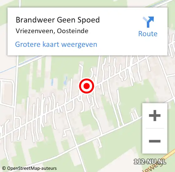 Locatie op kaart van de 112 melding: Brandweer Geen Spoed Naar Vriezenveen, Oosteinde op 12 juli 2024 16:06