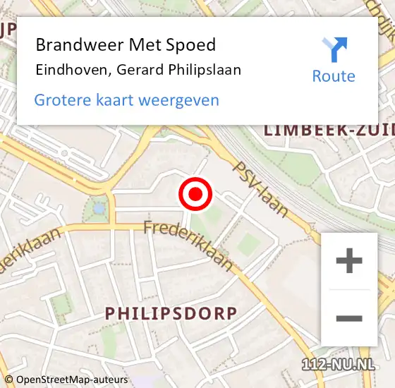 Locatie op kaart van de 112 melding: Brandweer Met Spoed Naar Eindhoven, Gerard Philipslaan op 12 juli 2024 16:11