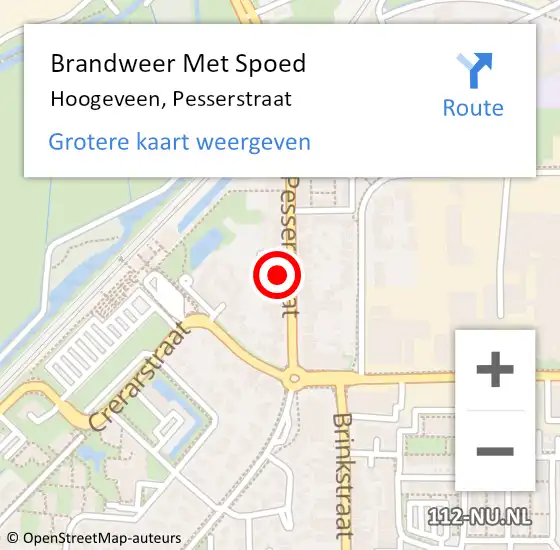 Locatie op kaart van de 112 melding: Brandweer Met Spoed Naar Hoogeveen, Pesserstraat op 12 juli 2024 16:17